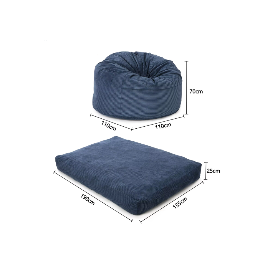 Pouf Convertible en Coussin de Sol Velours Côtelé