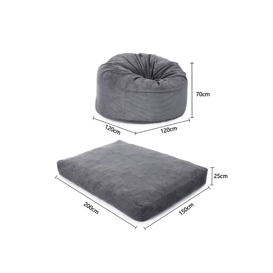 Pouf Convertible en Coussin de Sol Velours Côtelé
