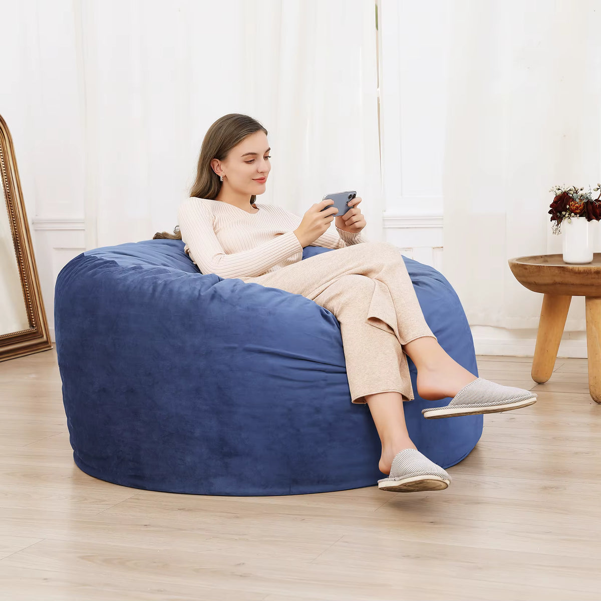 Pouf Cylindrique Uni d'Intérieur