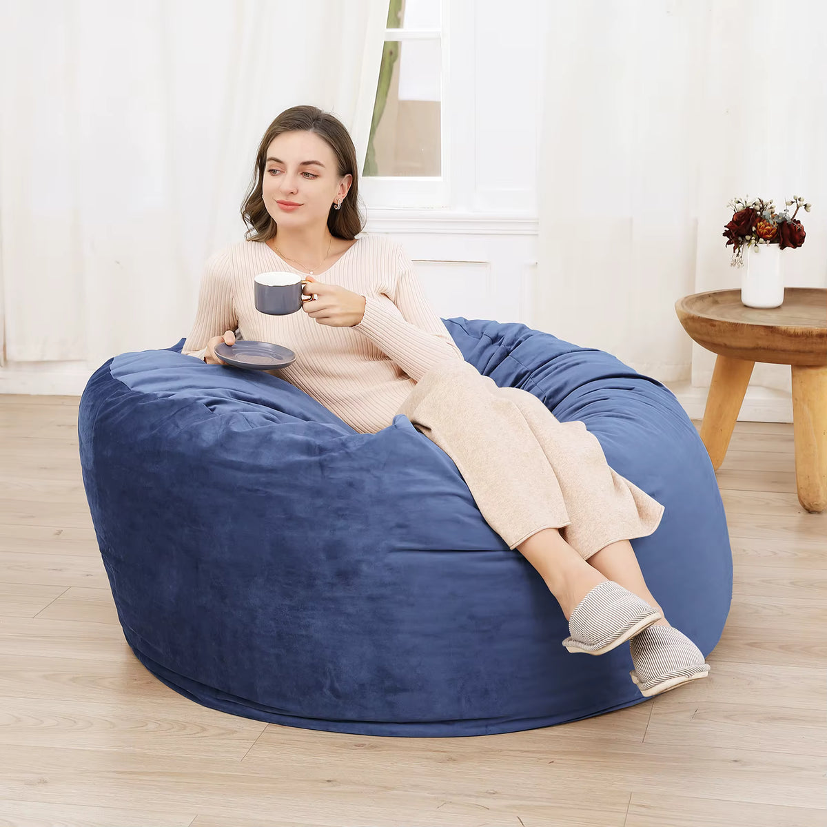 Pouf Cylindrique Uni d'Intérieur
