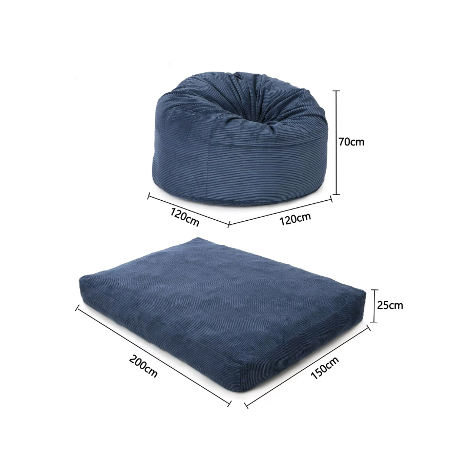 Pouf Convertible en Coussin de Sol Velours Côtelé